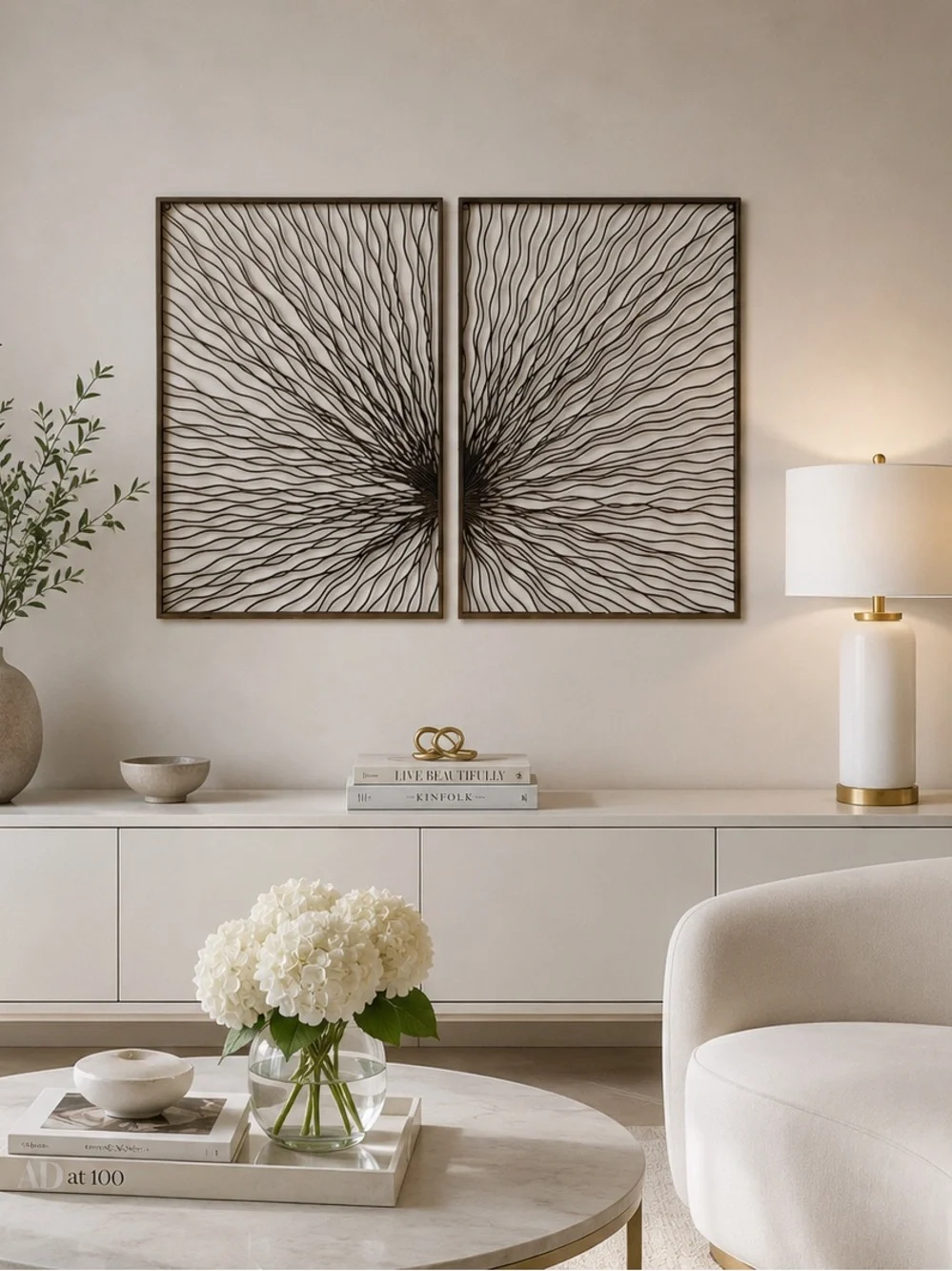 Modern Metal Wall Art Set | 2-Piece | 40” x 30” | Contemporary Decor